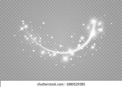 Efecto brillante. Ilustración vectorial. Polvo de Navidad. Cometa