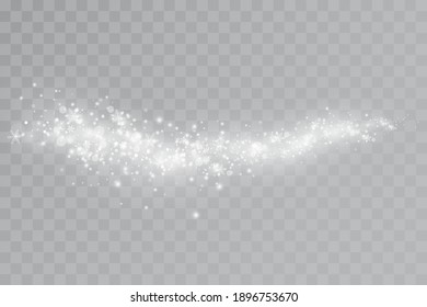 Glow effect. Vector illustration. Christmas dust flash. Snow is falling. Snowflakes.