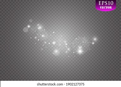 Glow effect. Vector illustration. Christmas dust flash. Snow is falling. Snowflakes.