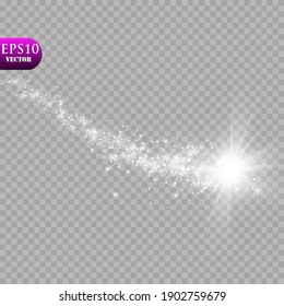 Glow effect. Vector illustration. Christmas Flash Dust. Comet
