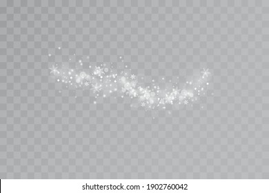 Glow effect. Vector illustration. Christmas dust flash. Snow is falling. Snowflakes.