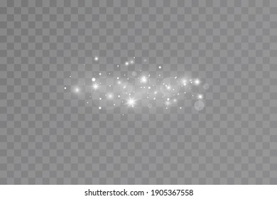 Glow effect. Vector illustration. Christmas dust flash. Snow is falling. Snowflakes.