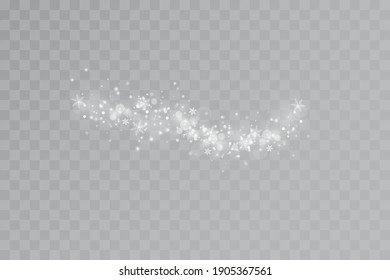 Glow effect. Vector illustration. Christmas dust flash. Snow is falling. Snowflakes.