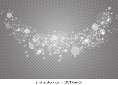 Glow effect. Vector illustration. Christmas dust flash. Snow is falling. Snowflakes.