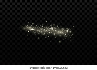 Glow effect. Vector illustration. Christmas dust flash. Snow is falling. Snowflakes.