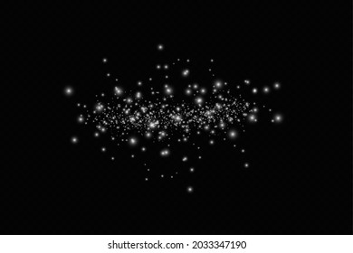 Glow effect. Vector illustration. Christmas dust flash. Snow is falling. Snowflakes.
