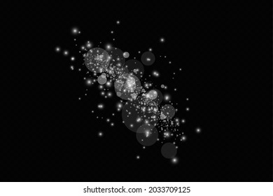 Efecto brillante. Ilustración vectorial. El polvo de Navidad se desvanece. La nieve está cayendo. Copos de nieve.
