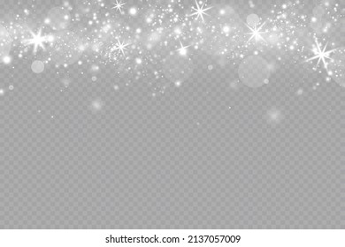 Glow effect. Vector illustration. Christmas dust flash. Snow is falling. Snowflakes.