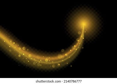 Glow effect. Vector illustration. Christmas dust burst. Comet.