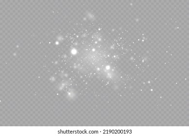 Glow effect. Vector illustration. Christmas dust flash. Snow is falling. Snowflakes.