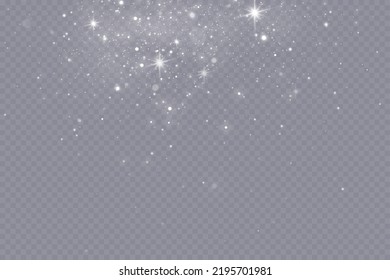 Glow effect. Vector illustration. Christmas dust flash. Snow is falling. Snowflakes.