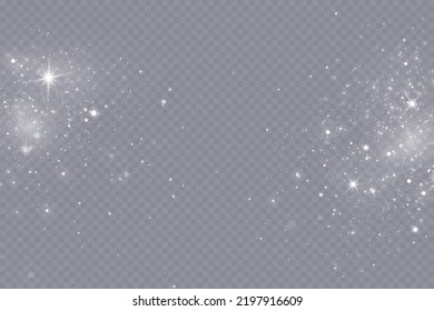 Glow effect. Vector illustration. Christmas dust flash. Snow is falling. Snowflakes.
