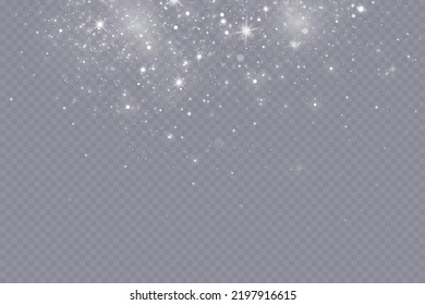 Glow effect. Vector illustration. Christmas dust flash. Snow is falling. Snowflakes.