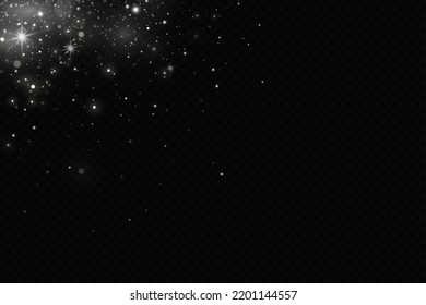 Glow effect. Vector illustration. Christmas dust flash. Snow is falling. Snowflakes.