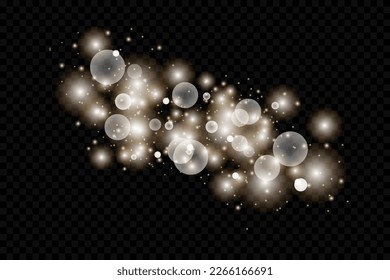 Efecto brillante. Ilustración vectorial. La lluvia de polvo de Navidad. Efecto de luz especial brillante. El vector brilla sobre un fondo transparente. Partículas mágicas de polvo que brillan