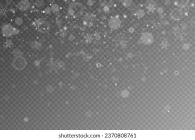 Glow effect. Vector illustration. Christmas dust flash. Snow is falling. Snowflakes.