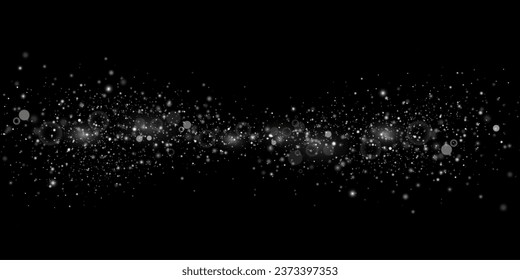 Glow effect. Vector illustration. Christmas dust flash. Snow is falling. Snowflakes.