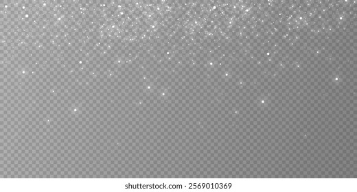 Glow effect. Vector illustration. Christmas dust flash. Snow is falling. Snowflakes.