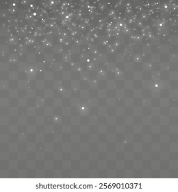 Glow effect. Vector illustration. Christmas dust flash. Snow is falling. Snowflakes.