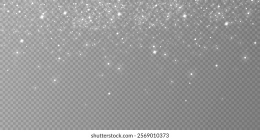 Glow effect. Vector illustration. Christmas dust flash. Snow is falling. Snowflakes.