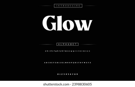 Glow Elegant Font Uppercase Lowercase and Number. Classic Lettering Minimal Fashion Designs. Typography modern serif fonts regular decorative vintage concept. vector illustration