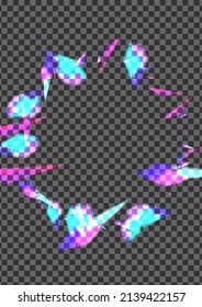 Glow Element Background Transparent Vector. Confetti Festive Design. Violet Gradient Template. Blue Gloss. Shimmer Galaxy Illustration.