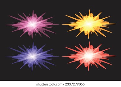 glow explosion starburst vector set collection
