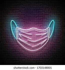 Glow Face Mask Protective. Pandemic Concept of Using Respirator for Prevention of Contamination. Template for Neon Poster, Flyer, Banner. Vector 3d Illustration.
Brick Wall