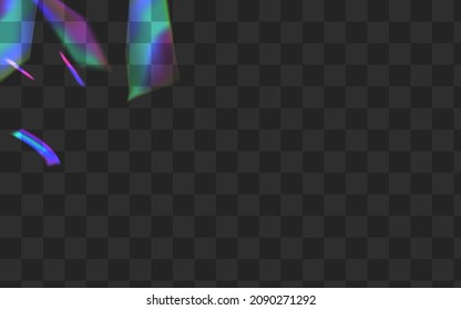 Glow Foil Vector Transparent Background. Shiny Glitter Isolated Wallpaper. Hologram Sparkle Metal Design. Color Overlay Glitch Backdrop.