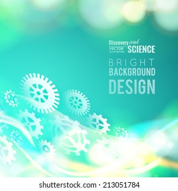 Glow gears placed over abstract background. Vector illustration.