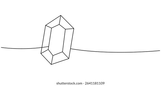 Glow gemstone one line continuous drawing. Luxury gemstone crystal. Vector illustration