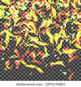 Glow Glare Background Transparent Vector. Confetti Splash Illustration. Shine Clean Texture. Orange Night. Bokeh Special Template.