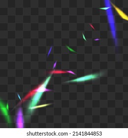 Glow Glare Vector Transparent Background. Holo Cristal Flying Poster. Rainbow Foil Cool Pattern. Shine Christmas Confetti Texture.