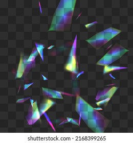 Glow Glare Vector Transparent Background. Neon Cristal Festive Poster. Shiny Kaleidoscope Paper Template. Hologram Effect Flare Texture.