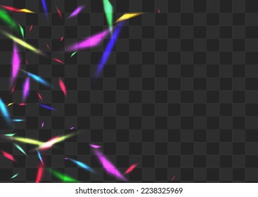 Fondo transparente del vector de vidrio brillante. Cartel del Carnaval de Neon Prisma. Patrón de papel flash Holo. Brillante Caída Textura Cristal.