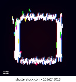 Glow glitch frame. Distortion effects for advertising.