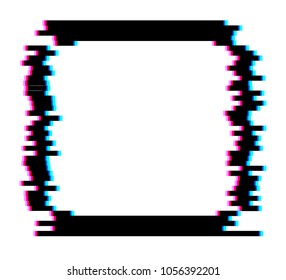 Glow glitch frame. Distortion effects for advertising.