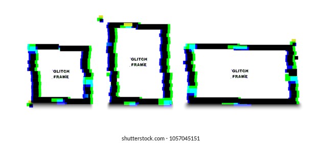 Glow glitch frame. Distortion effects for advertising.