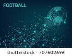 glow glitter of dots in soccer ball shape. concept for soccer banner, ticket poster card in vector illustrative