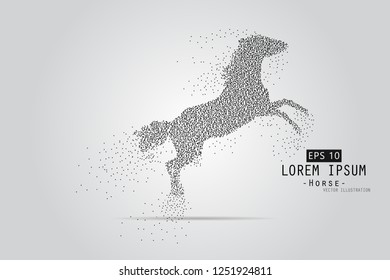 Glow glitter horse point scales isolated white background with dots black color. Wire frame 3D mesh spot light network, design sphere, dot and structure - Vector illustration eps 10.