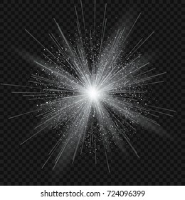 Glow Glitter Particles Effect. Star Sparks In Explosion