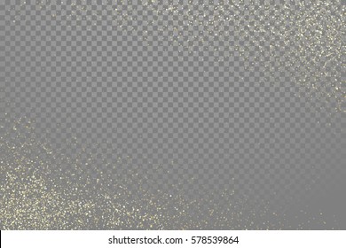 Glow Gold Particles And Star Dust Shimmer On Vector Transparent Background