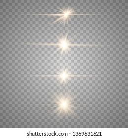 Glow gold special light effect, flare, star and spark Isolated. Bright star. Special glow effect. Vector lights 