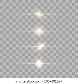Glow gold special light effect, flare, star and spark Isolated. Bright star. Special glow effect. Vector lights 