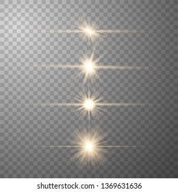 Glow gold special light effect, flare, star and spark Isolated. Bright star. Special glow effect. Vector lights 