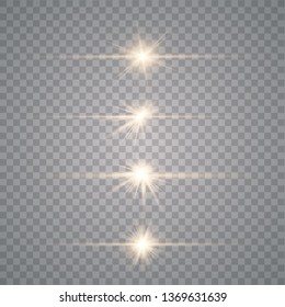 Glow gold special light effect, flare, star and spark Isolated. Bright star. Special glow effect. Vector lights 