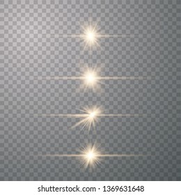 Glow gold special light effect, flare, star and spark Isolated. Bright star. Special glow effect. Vector lights 