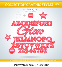 Glow Graphic Styles for Design. Graphic styles can be use for decor, text, title, cards, events, posters, icons, logo and other.