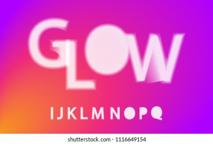 Glow halftone font Alphabet i j k l m n o p q for your design. Isolated characters. Vector design element for your art. Display pop art typescript, vintage glitch font.