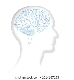 glow human brain isolated on white